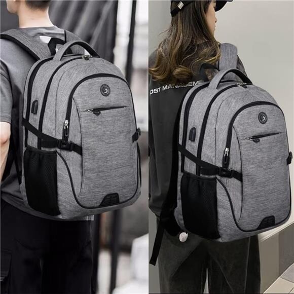 Unisex Travel Grey Laptop Backpack, Business Anti Theft Slim Durable Bags 17inch - Picture 7 of 7